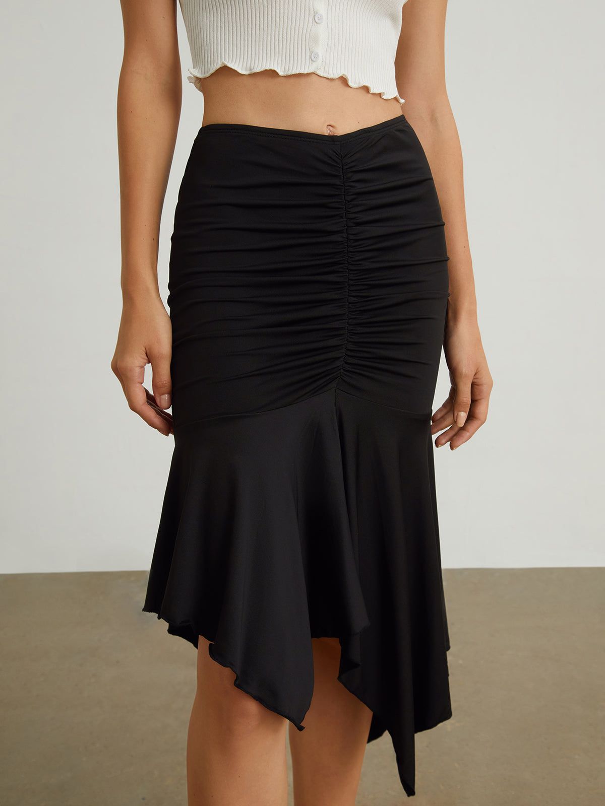 Oblique Hem Ruched Skirt sold by COMMENSE product image thumbnail 4