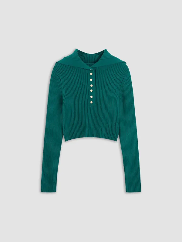 Button Detail Sweater sold by COMMENSE