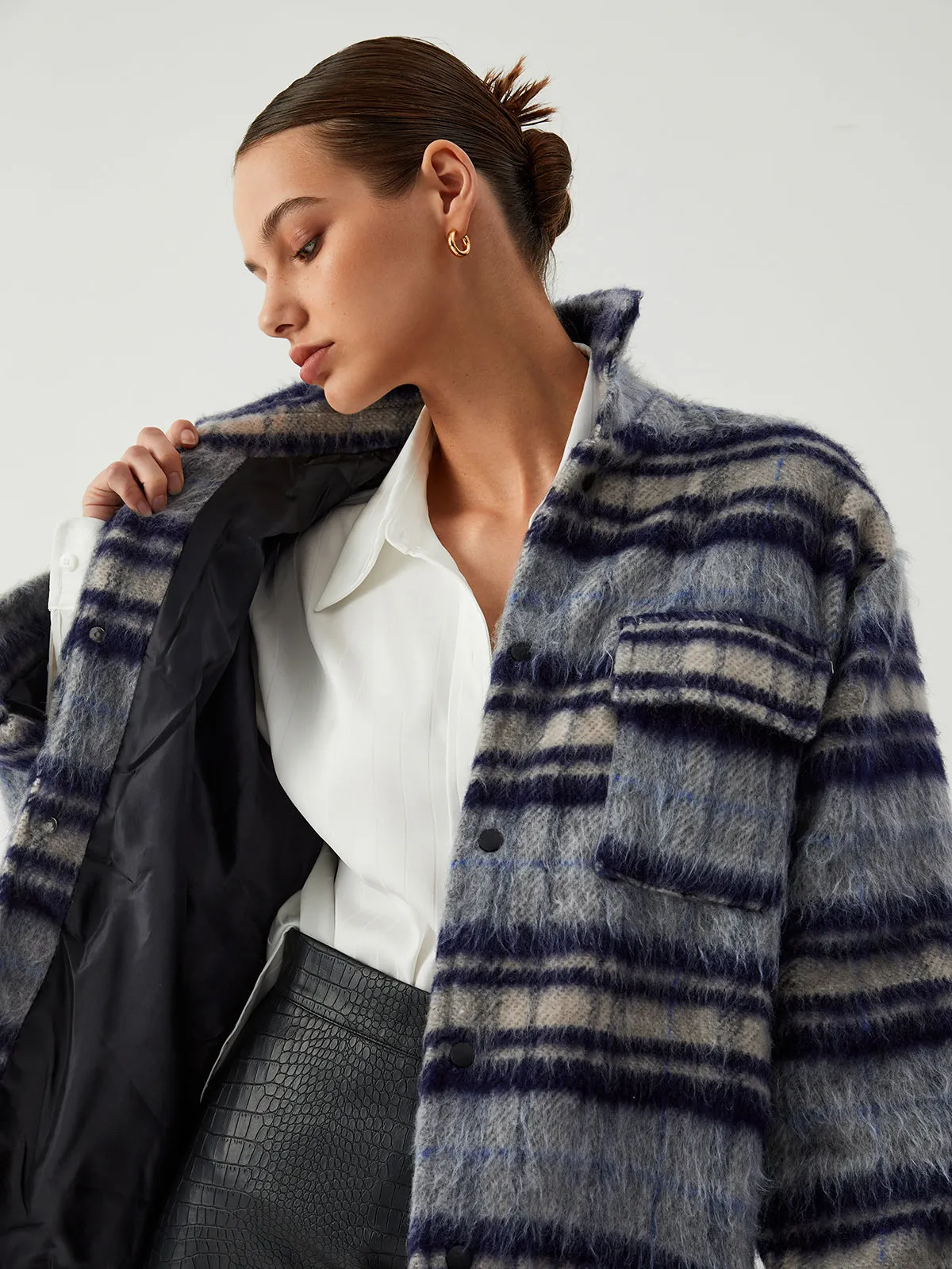 Plaid Fuzzy Jacket sold by COMMENSE product image thumbnail 2