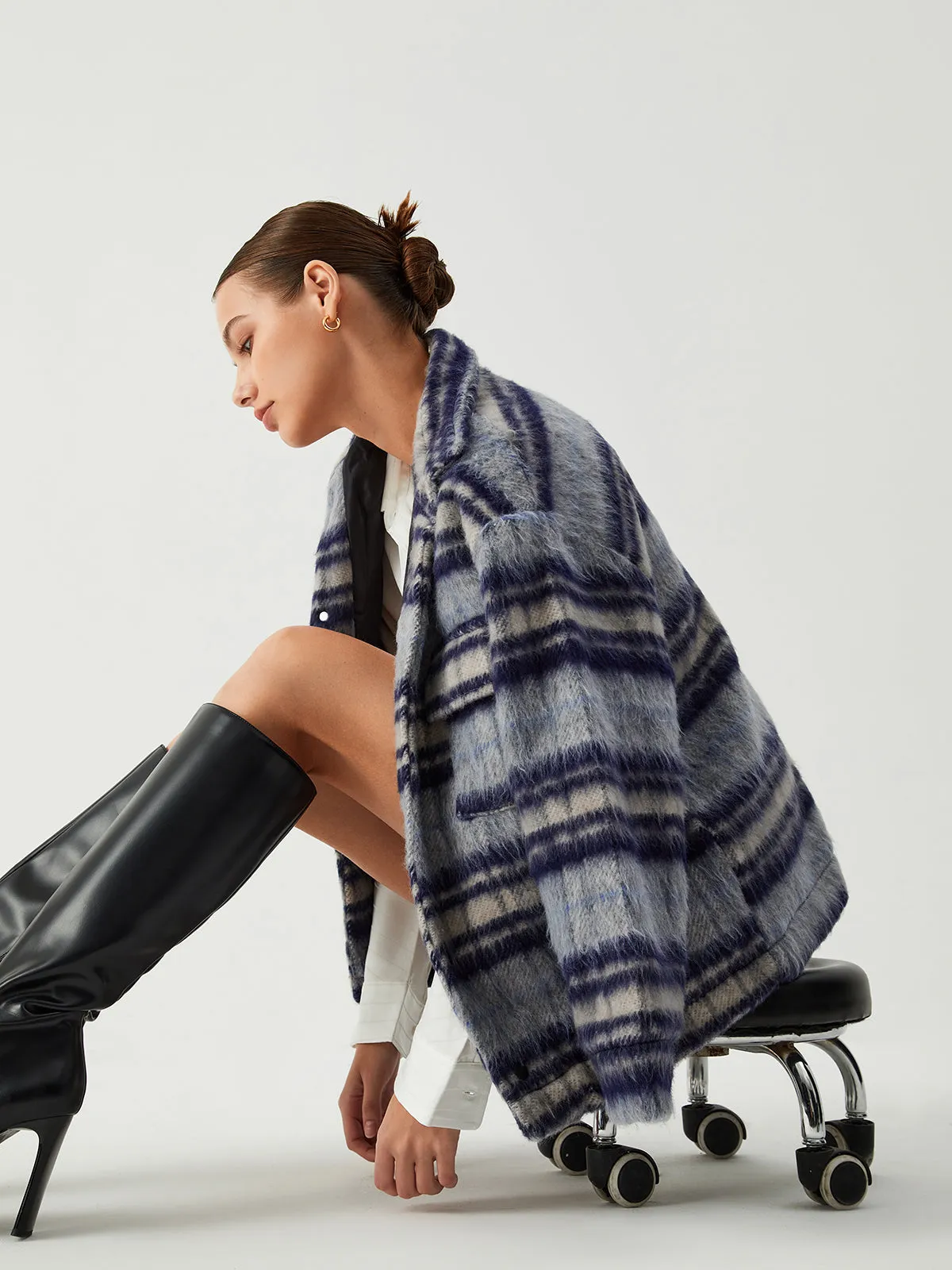 Plaid Fuzzy Jacket sold by COMMENSE product image thumbnail 3