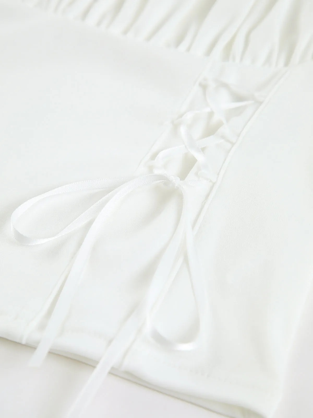 Lace Up Bow Decor Blouse sold by COMMENSE product image thumbnail 5