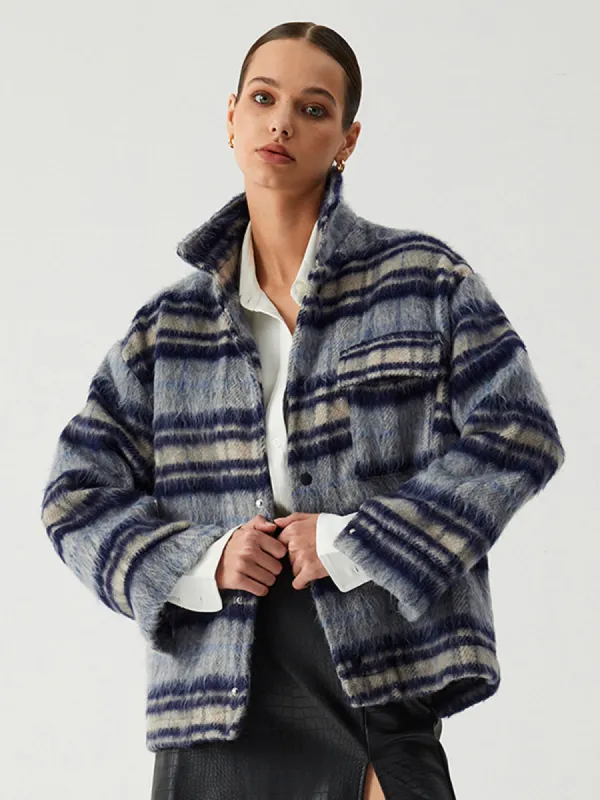 Plaid Fuzzy Jacket sold by COMMENSE