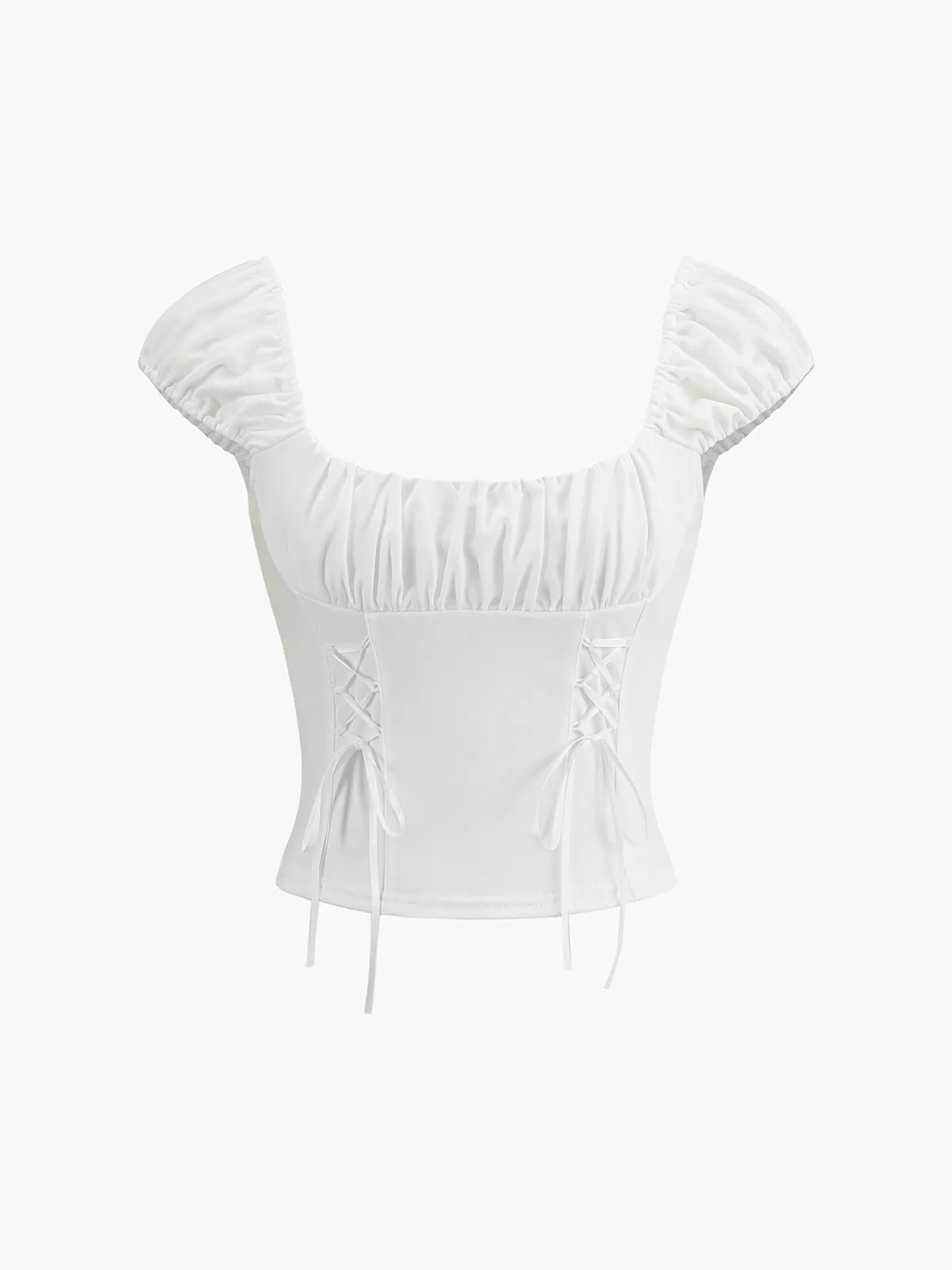 Lace Up Bow Decor Blouse sold by COMMENSE product image thumbnail 3