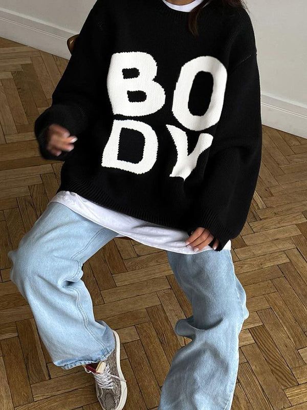 Letter Print Oversized Pullover Sweater sold by COMMENSE product image thumbnail 3