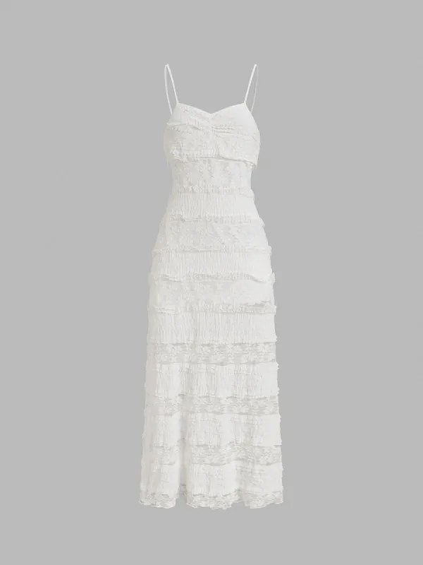 Floral Lace Layered Midi Dress sold by COMMENSE