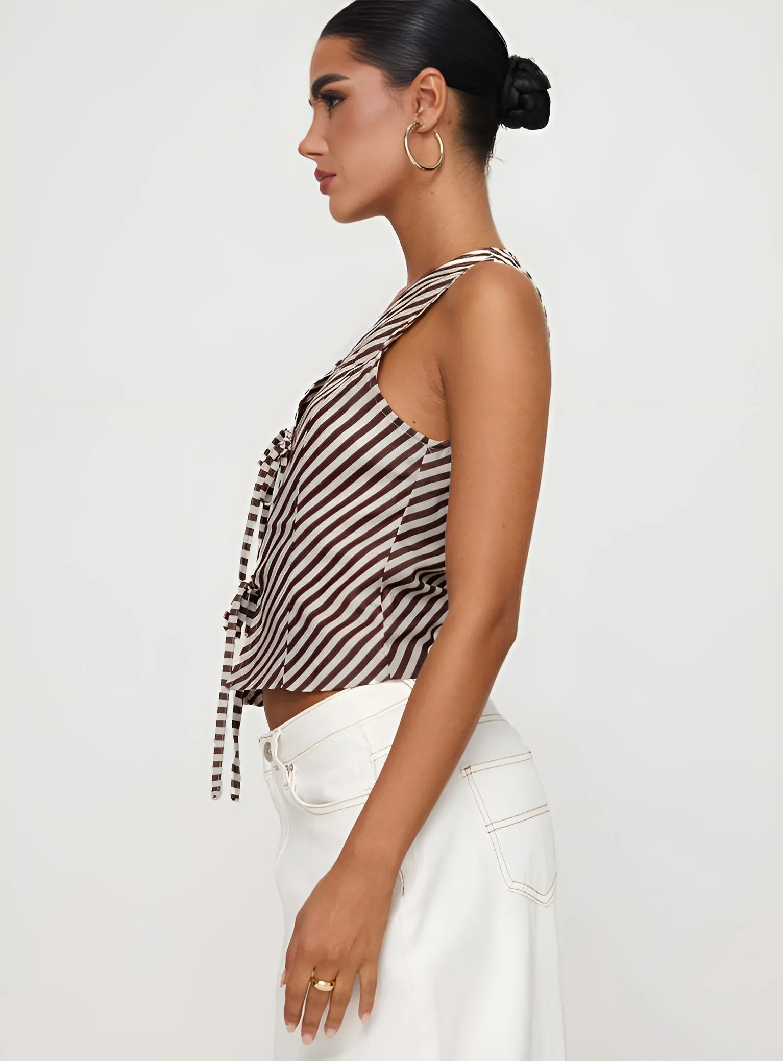 Stripe Knotted V-Neck Tank Top sold by COMMENSE product image thumbnail 3