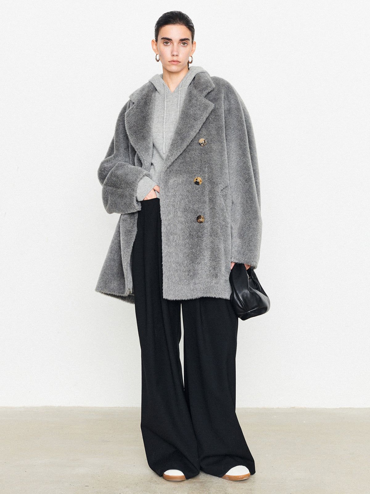 Fuzzy Double-Breasted Pocket Collar Coat sold by COMMENSE product image thumbnail 5