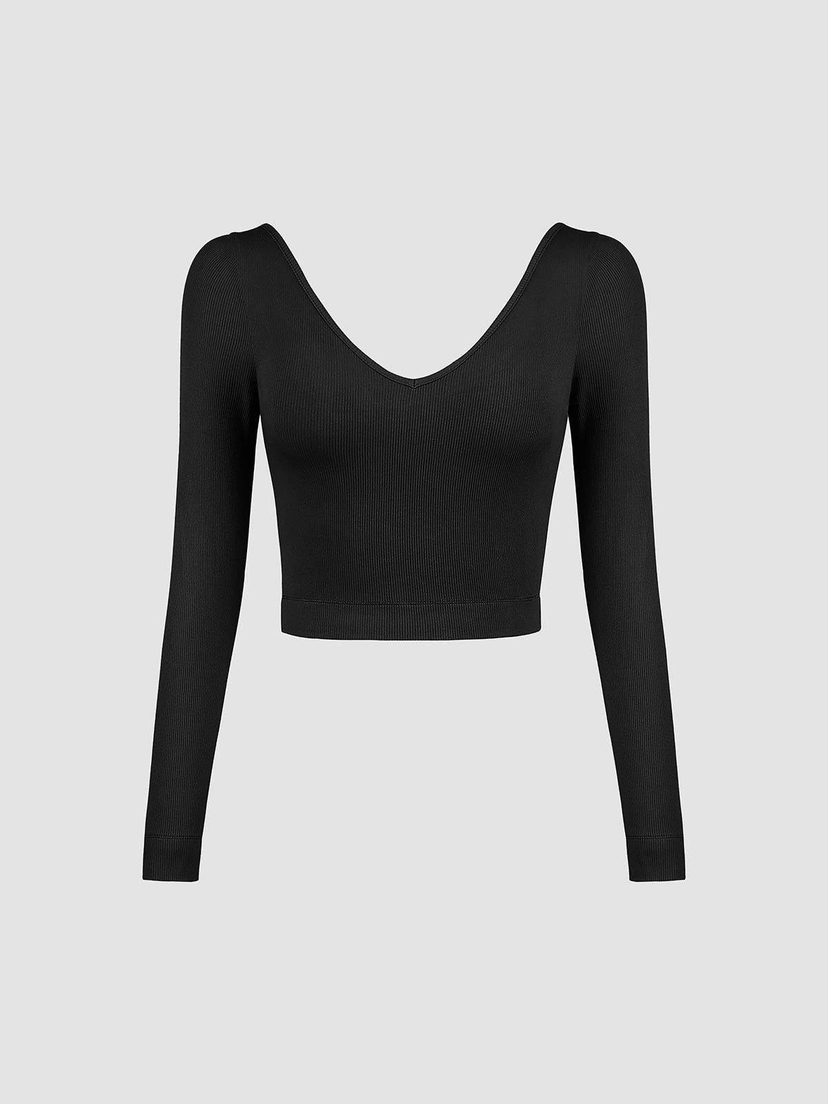 Solid V-Neck Long Sleeve Shirt sold by COMMENSE product image thumbnail 3