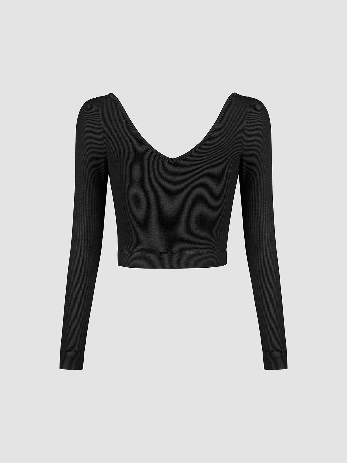 Solid V-Neck Long Sleeve Shirt sold by COMMENSE product image thumbnail 4