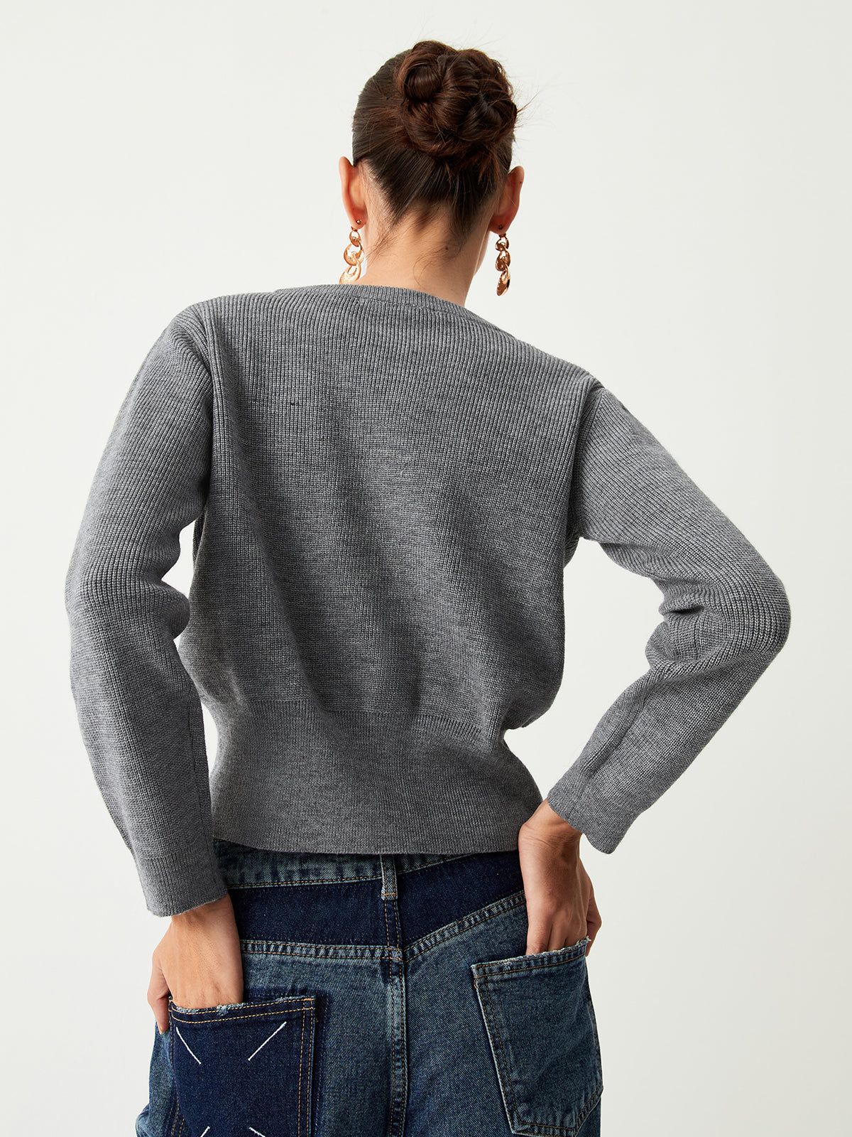 Charcoal Button Down Cardigan sold by COMMENSE product image thumbnail 4