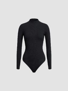Ribbed Mockneck Bodysuit sold by COMMENSE