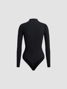 Ribbed Mockneck Bodysuit sold by COMMENSE