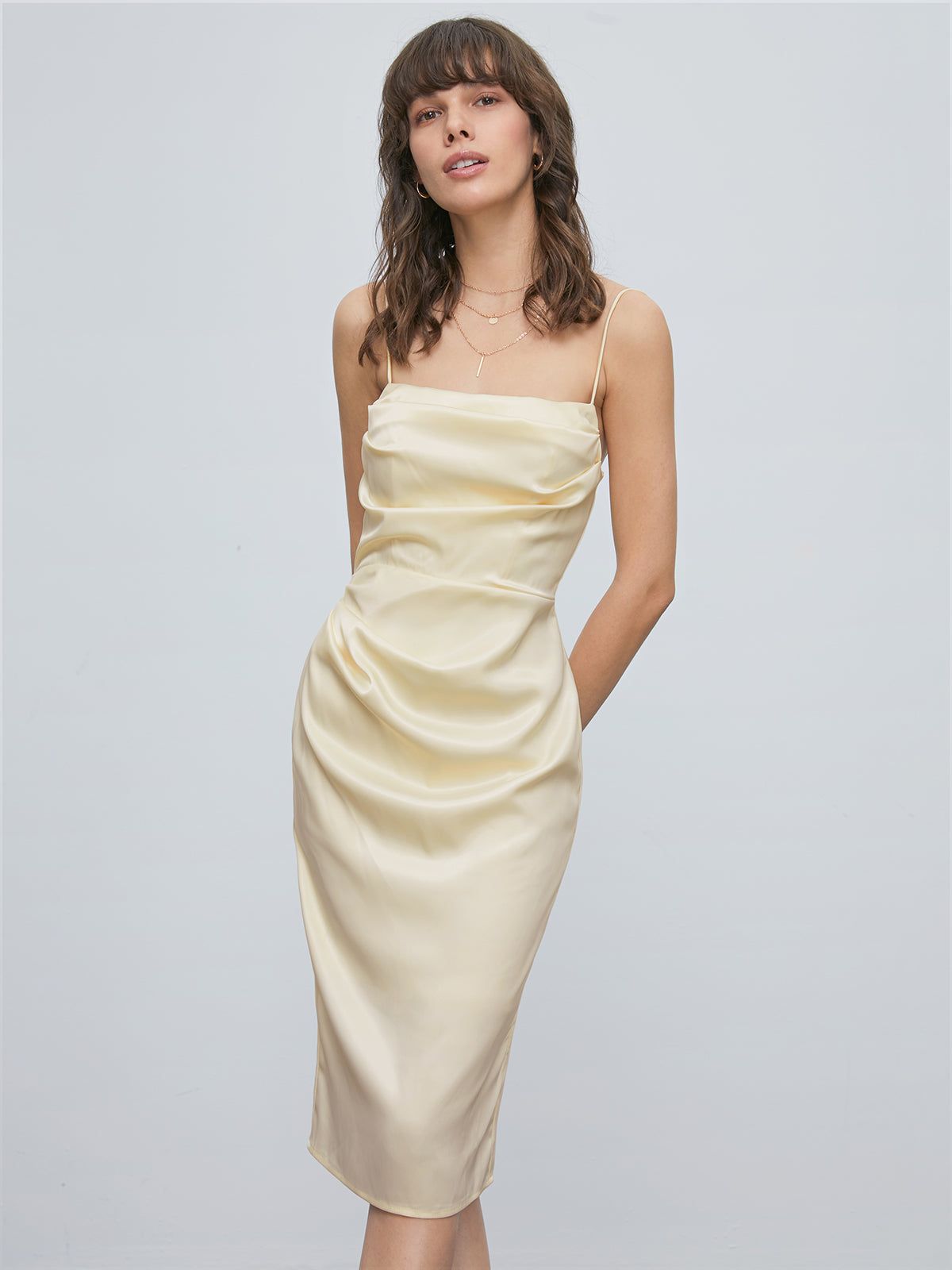 Contour Satin Midi Dress sold by COMMENSE product image thumbnail 4