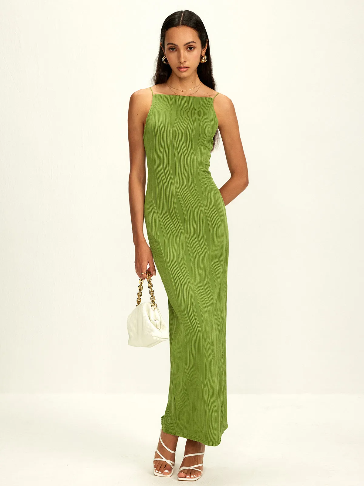 Ribbed Split Bodycon Cami Dress sold by COMMENSE product image thumbnail 4