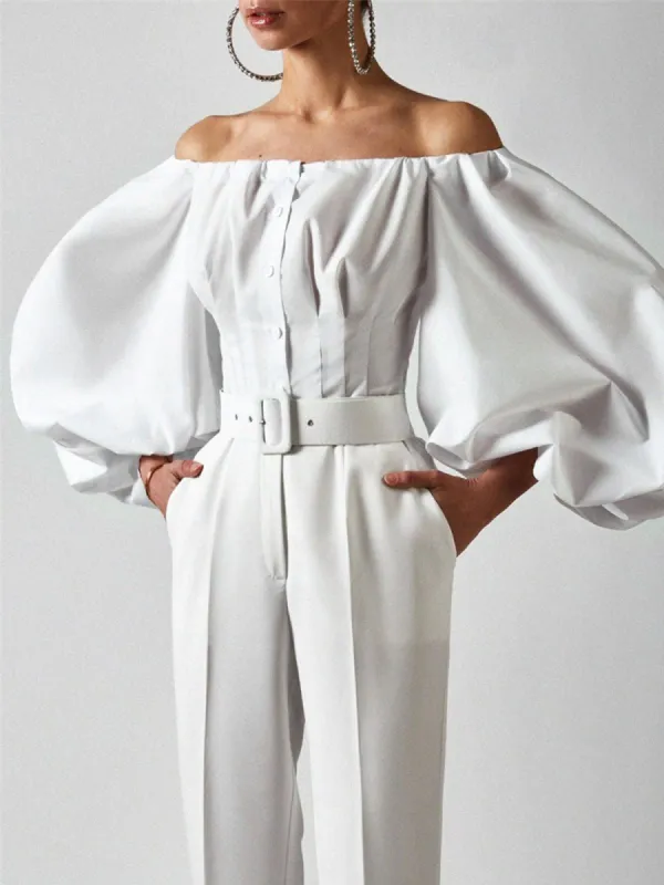 Cotton-blend Off Shoulder Ruffled Top sold by COMMENSE