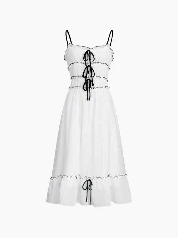 Colorblock Border Trim Ruffle Hem Cami Maxi Dress sold by COMMENSE