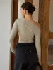 Cold Shoulder Long Sleeve T-Shirt sold by COMMENSE