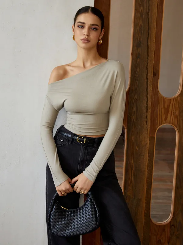 Cold Shoulder Long Sleeve T-Shirt sold by COMMENSE