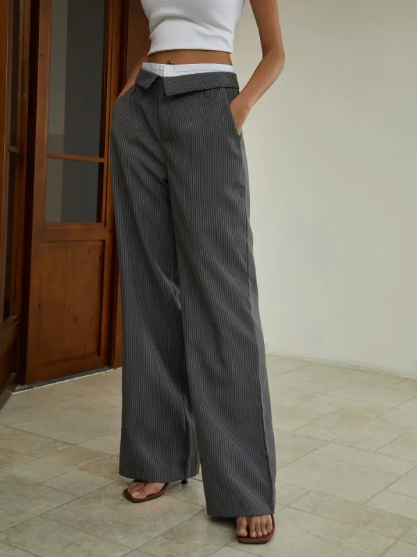 Pinstripe Pockets Pants sold by COMMENSE