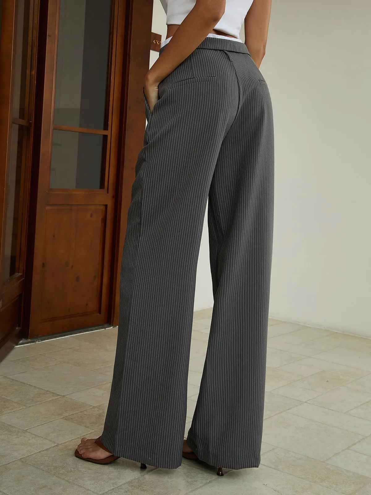 Pinstripe Pockets Pants sold by COMMENSE product image thumbnail 5