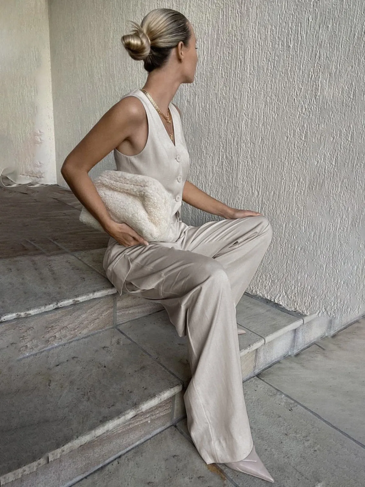 Cotton Blends Wide Leg Pants sold by COMMENSE product image thumbnail 4