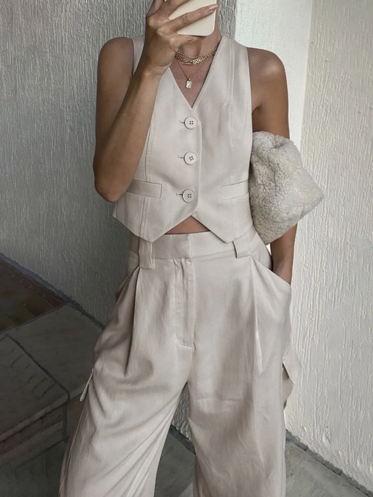 Cotton Blends Wide Leg Pants sold by COMMENSE product image thumbnail 2