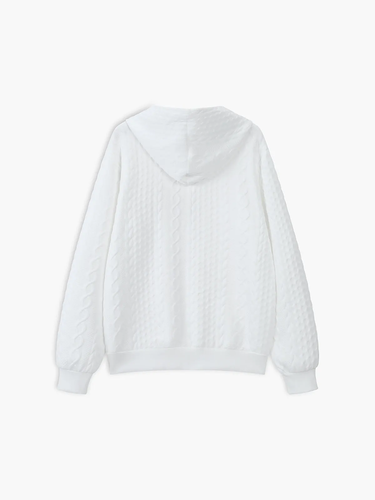 Knit Cable Long Sleeve Drawstring Hoody sold by COMMENSE product image thumbnail 3