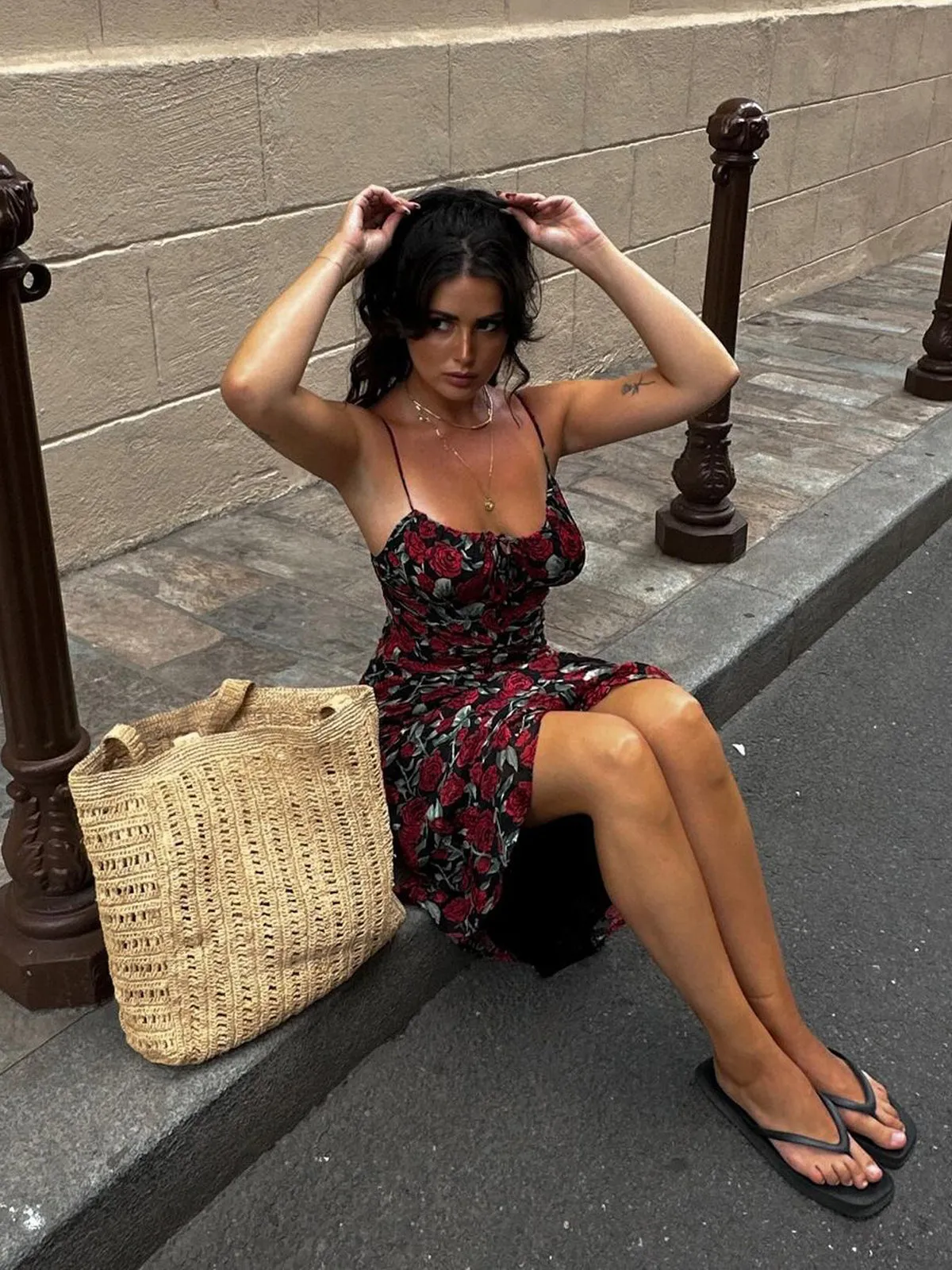 Bulgarian Roses Floral Cami Long Dress sold by COMMENSE product image thumbnail 3