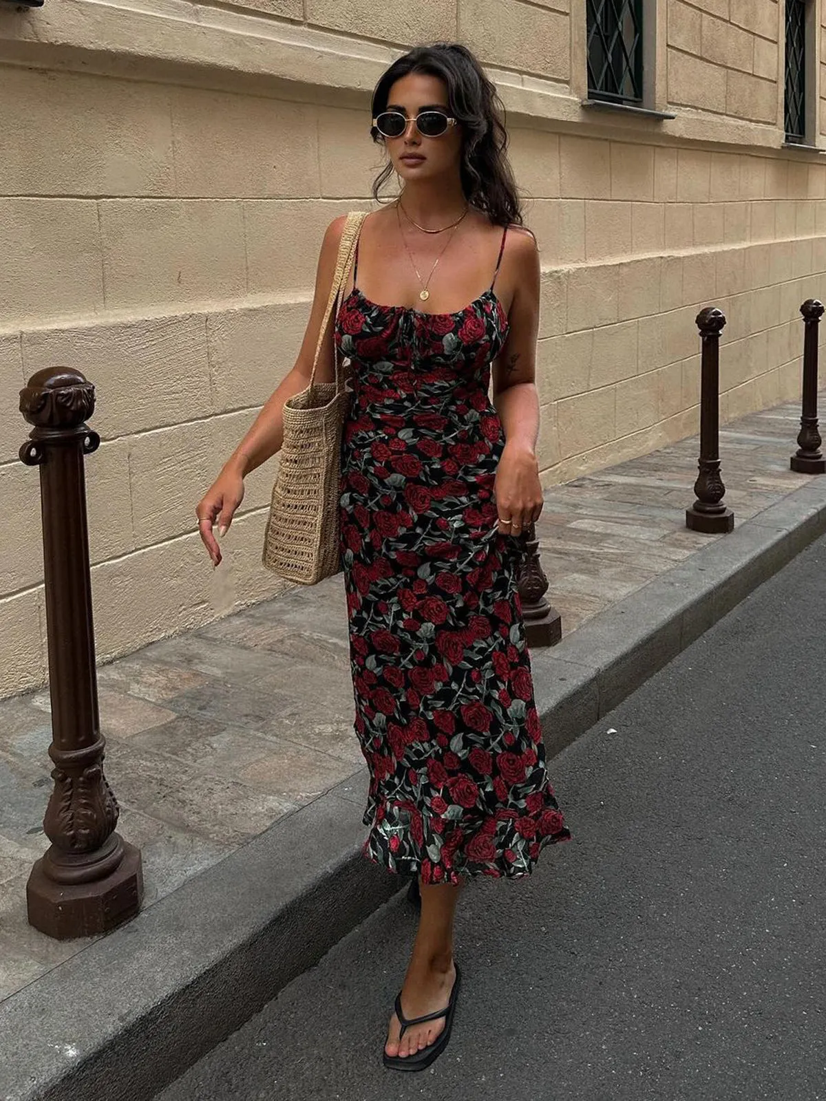 Bulgarian Roses Floral Cami Long Dress sold by COMMENSE