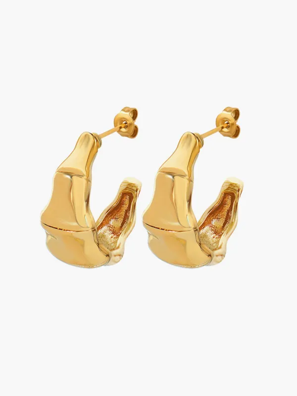 Bamboo Hoop Earrings sold by COMMENSE