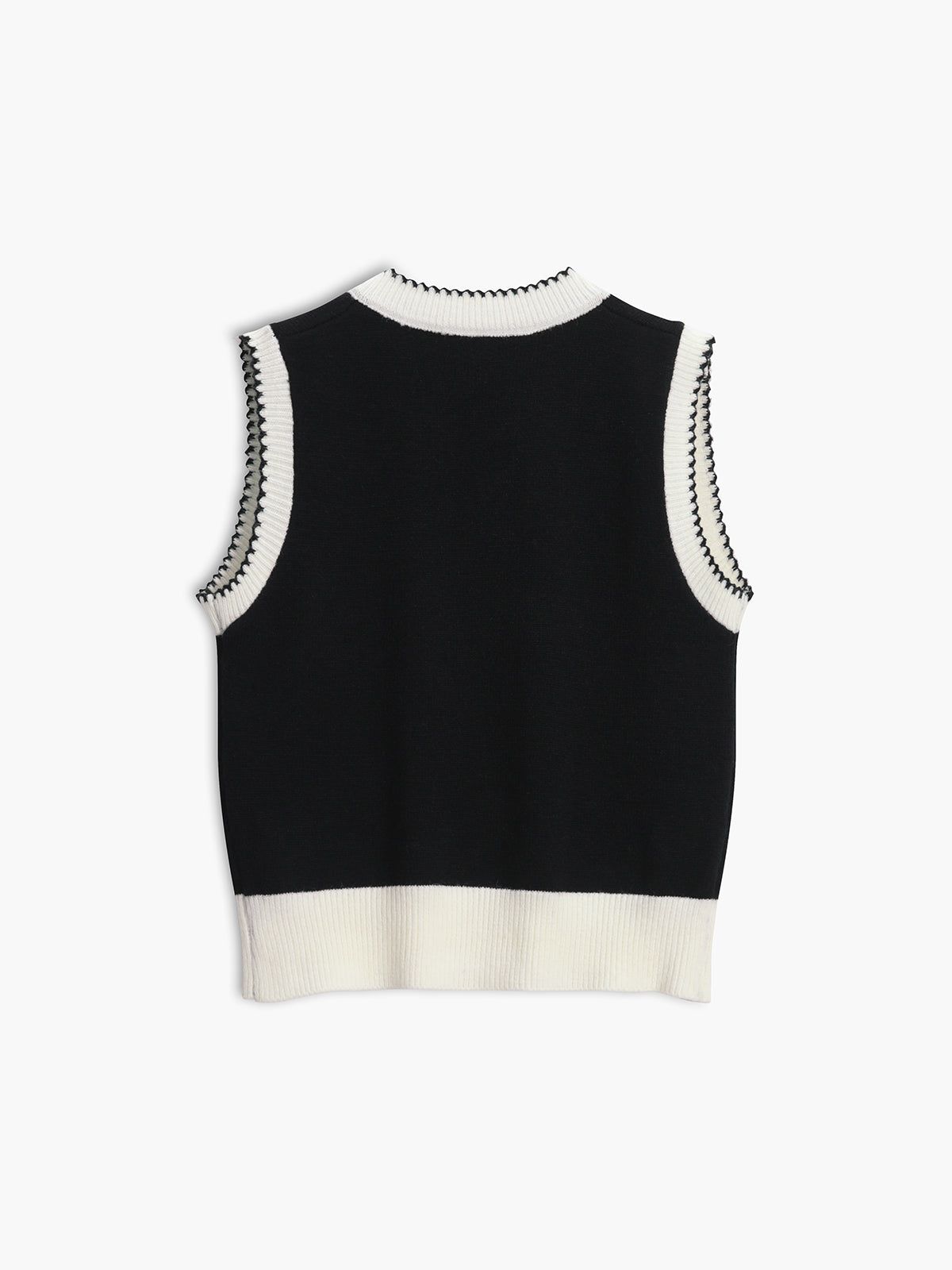 Contrast Trim V-Neck Sweater Vest sold by COMMENSE product image thumbnail 2