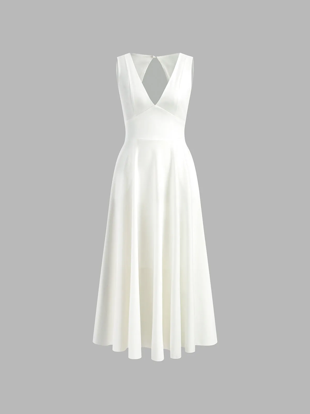 Backless V-Neck Zipper Dress sold by COMMENSE