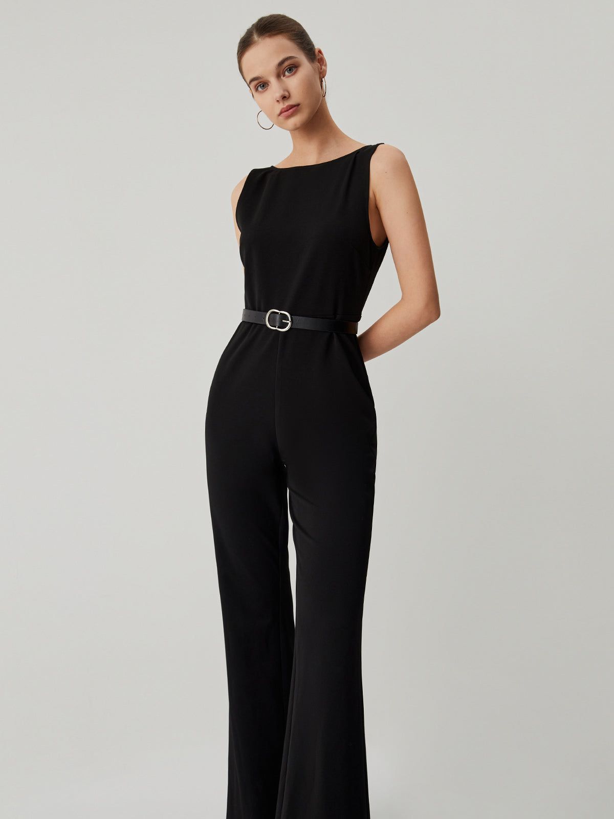 Open Back Sleeveless Crew Neck Jumpsuit sold by COMMENSE product image thumbnail 5