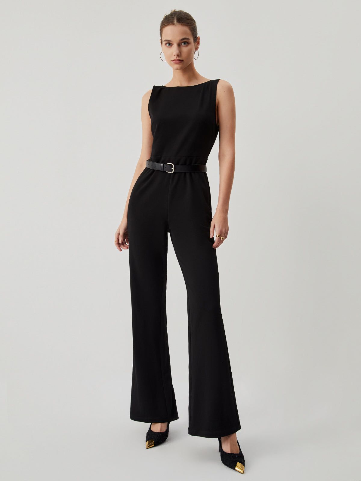Open Back Sleeveless Crew Neck Jumpsuit sold by COMMENSE product image thumbnail 2