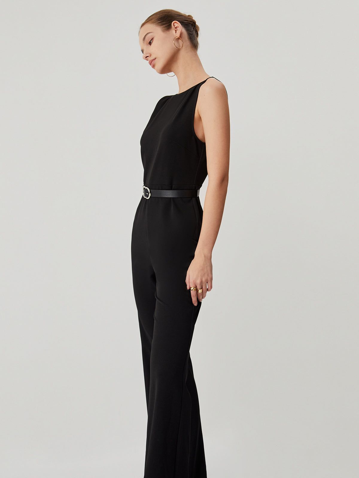 Open Back Sleeveless Crew Neck Jumpsuit sold by COMMENSE product image thumbnail 3