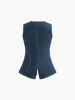 Denim Peplum Vest With Shorts Set sold by COMMENSE