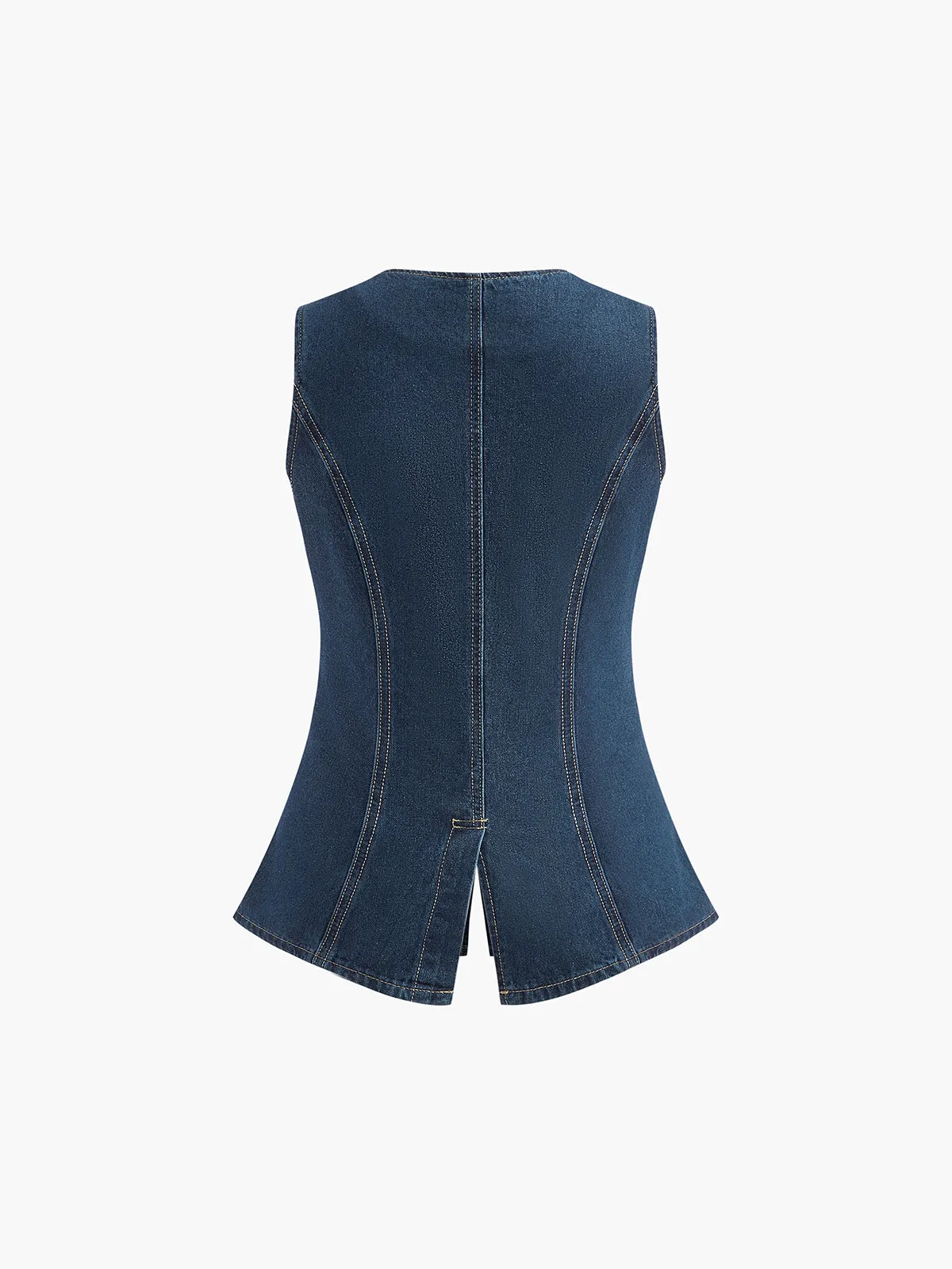 Denim Peplum Vest With Shorts Set sold by COMMENSE product image thumbnail 5