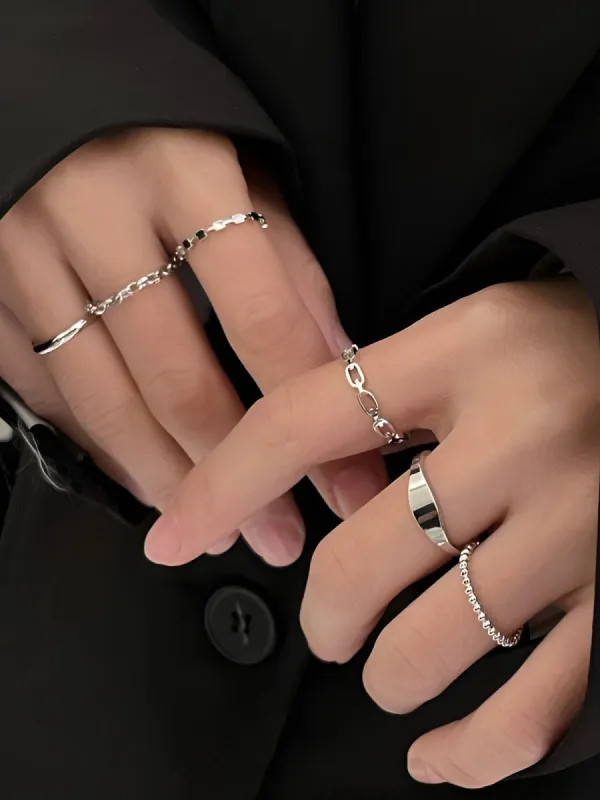 6pcs Silver Open Ring Set sold by COMMENSE