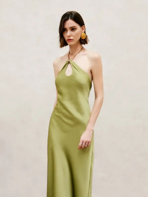 Halter Keyhole Neckline Backless Long Dress sold by COMMENSE