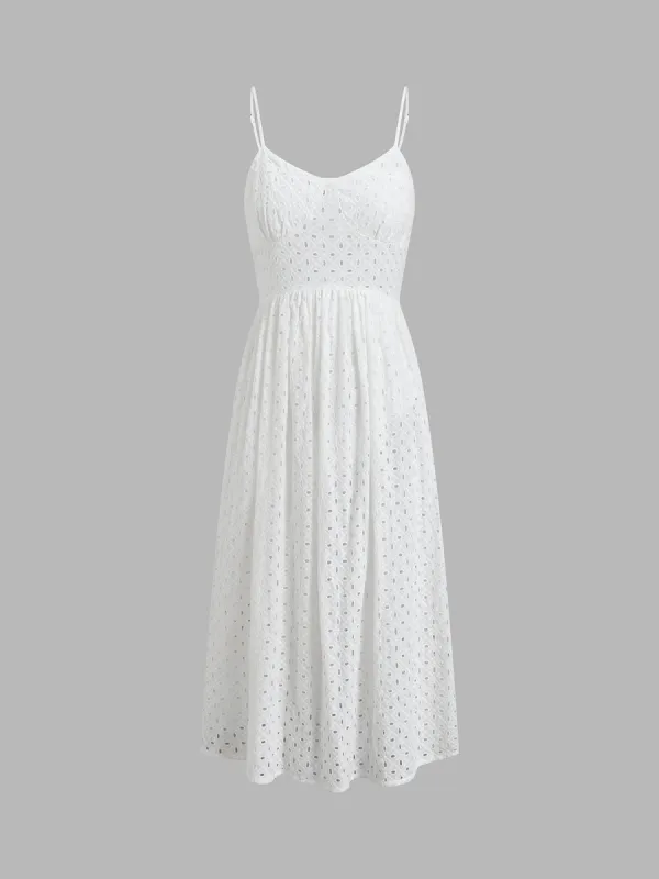 Floral Eyelet Midi Sundress made by COMMENSE