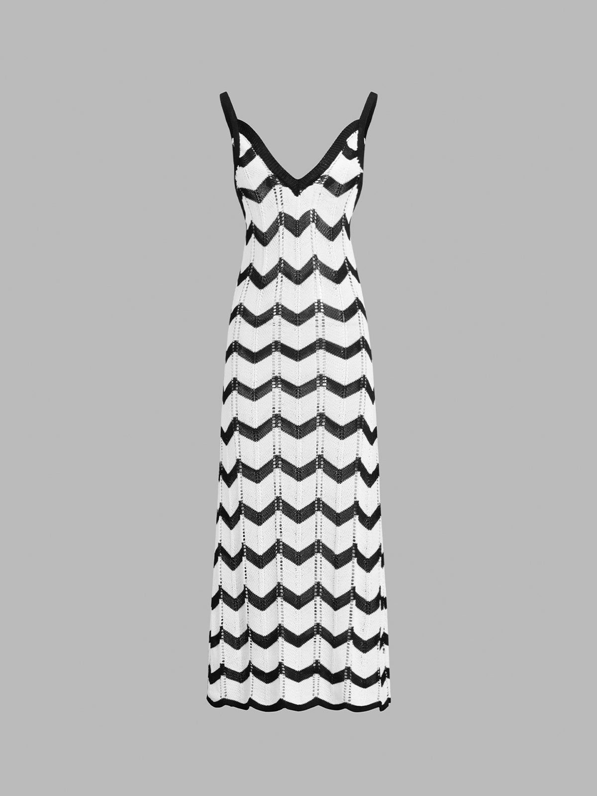 Wavy Print Eyelet Long Dress sold by COMMENSE