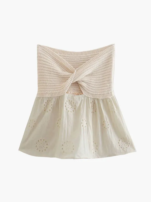 Crochet Eyelet Twist Tube Top sold by COMMENSE