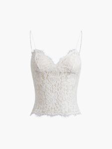 Floral Lace Zippered Top sold by COMMENSE