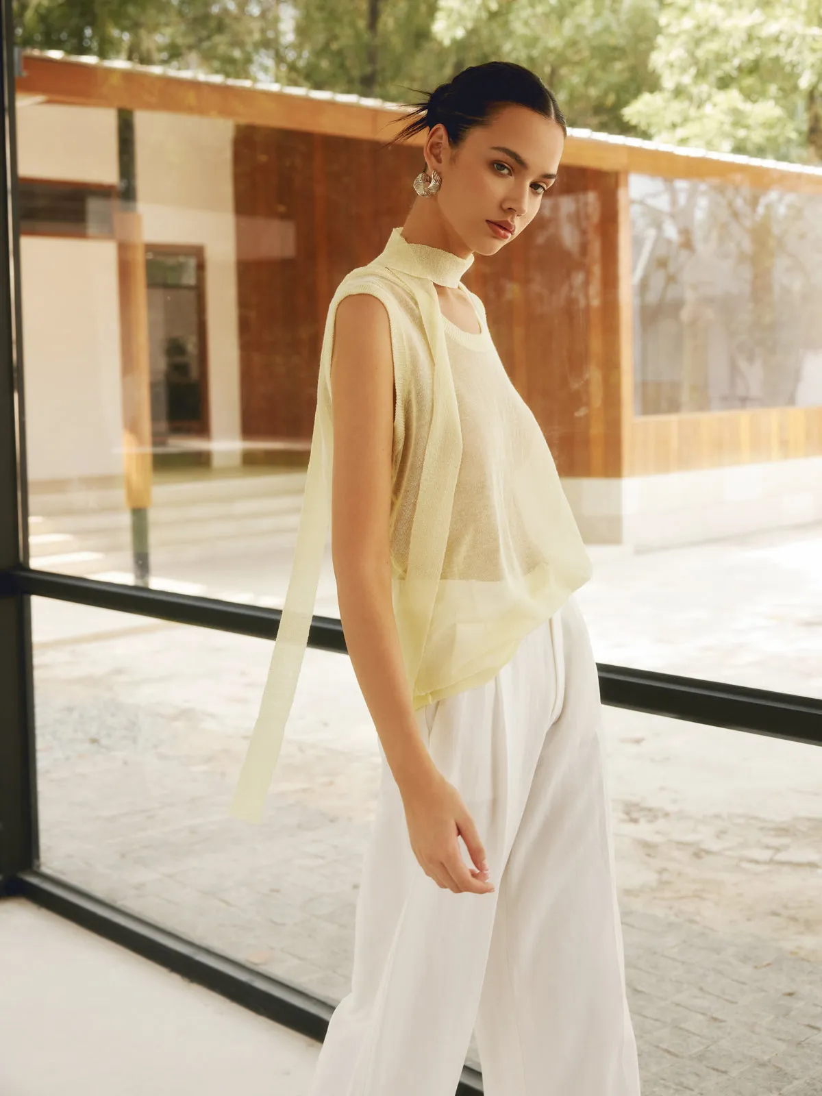 Sheer Sweater Vest With Scarf sold by COMMENSE product image thumbnail 2