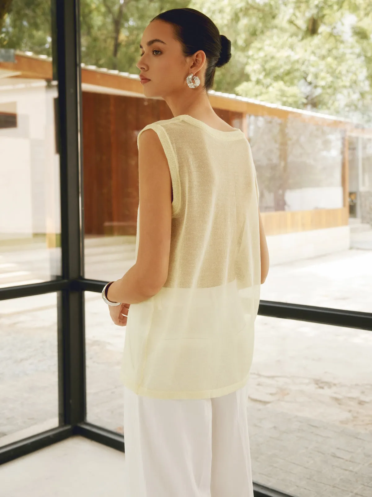 Sheer Sweater Vest With Scarf sold by COMMENSE product image thumbnail 4