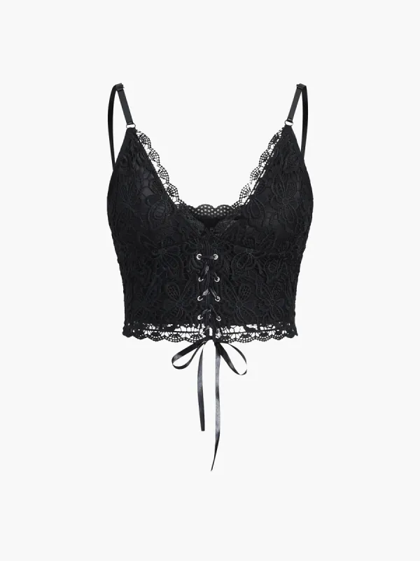 Lace Up Backless Cami Top sold by COMMENSE