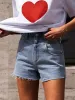 Denim Raw Cut Shorts sold by COMMENSE