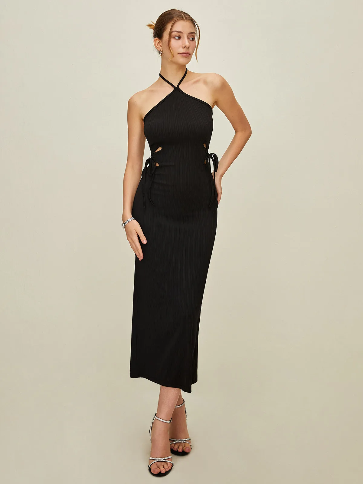 Backless Halter Knotted Dress sold by COMMENSE product image thumbnail 4