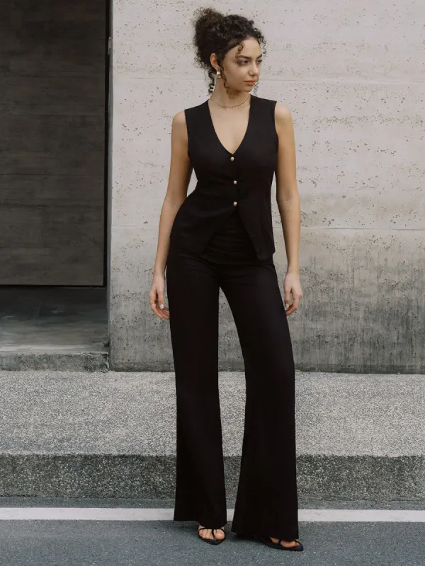 Tailored Metal Button Waistcoat With Pants Set sold by COMMENSE