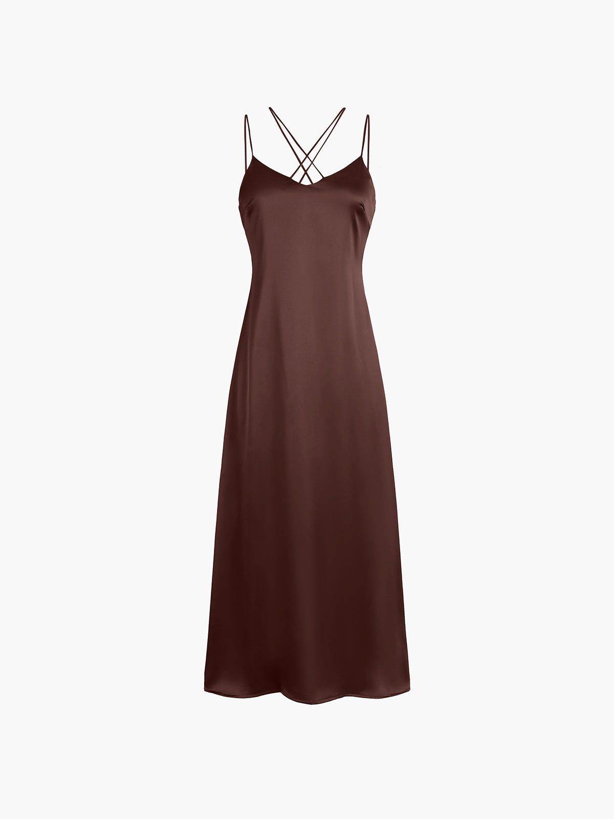 Cocoa Beans Satin Tied Midi Dress sold by COMMENSE